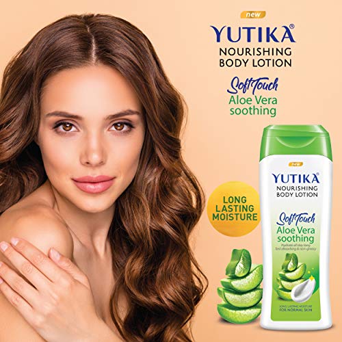 Image of Yuthika Naturals Aloe Vera Soft Touch 300ml Body Lotion for Women & Men | 72Hr Hydration | for Dry to Very Dry Skin | Enriched with Aloe Vera | Non Greasy & Healthy Looking Skin