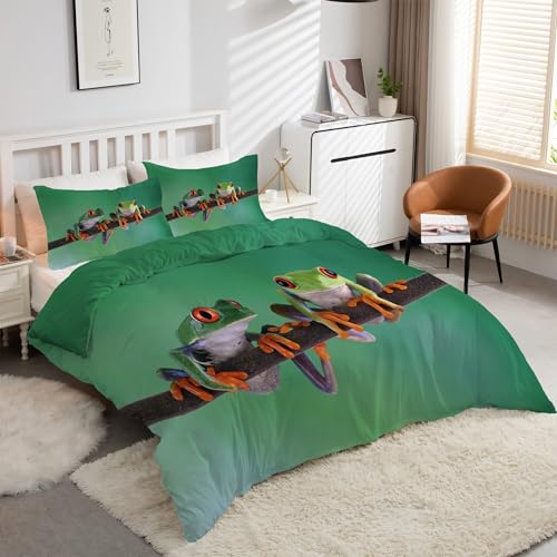 Housse de Couette 160x200 Grenouille en microfibre douce avec zip