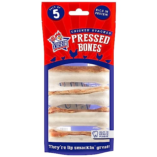 Chicken Lickin Bone with Chicken Dog Treats Ingredients - Bone-Shaped Design - Nutritional Benefits - Essential For Your Dog's Muscle Development And Overall Well-being - 5 Pack