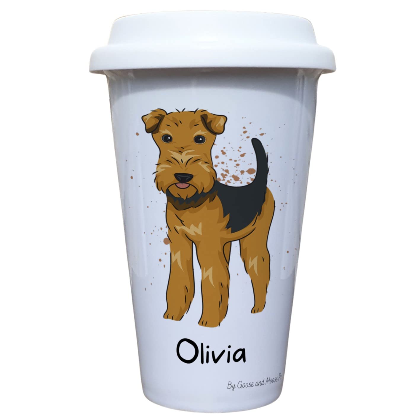 Airedale Terrier Travel Mug Personalised - Gift for Dog Owners & Lover - Personalised Dog Thermal Ceramic Insulated Travel Mug