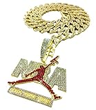 Exo Jewel CZ Diamond Youngboy Never Broke Again NBA Pendant Necklace (Red Gold, 30