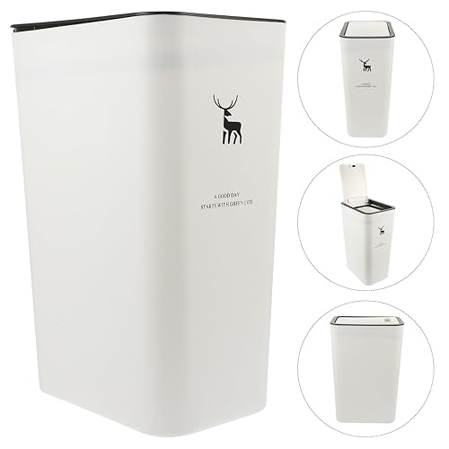 Miniatura 7 de Alipis Bote de basura delgado de plástico de 10 litros con tapa superior de prensa, cesta de basura moderna, contenedor de basura para el hogar,