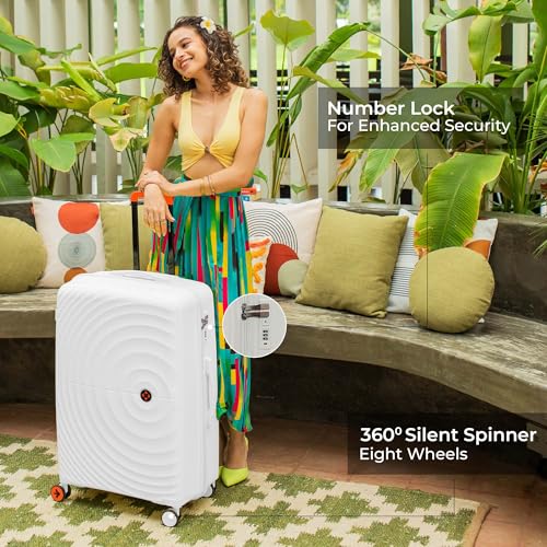 Image of Nasher Miles Polypropylene Spinner Seattle Hard-Sided Check-in Luggage 28 inch | 75cm | 8 Wheels Large Trolley Bag for Travel | Suitcase (White)
