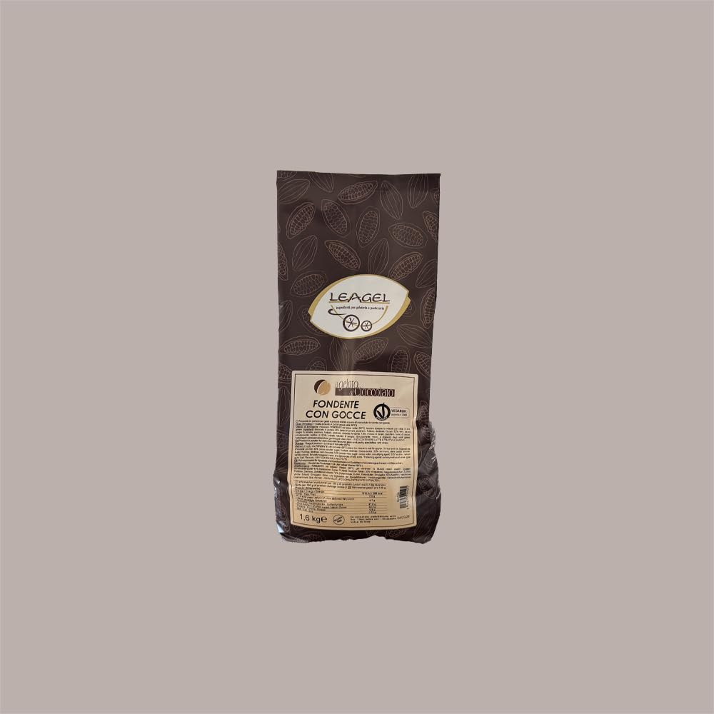 Lucgel Preparato in Polvere Box Cioccolato Fondente con Gocce Vegan Ok ideale per Gelato Leagel - 1,60 Kg -