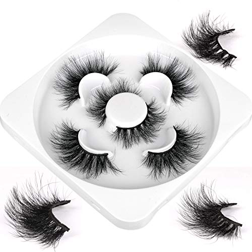 Mink Lashes Faux Fluffy Wispy Dramatic False Eyelashes 3 Styles High Volume Luxury Fake Lashes Soft Handmade Reusable Lashes Pack