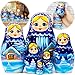 AEVVV Christmas Russian Nesting Dolls Set 6 pcs - Nativity Nesting Dolls Russian Souvenir - Matryoshka Doll Christmas Decorations - Christmas Stacking Dolls