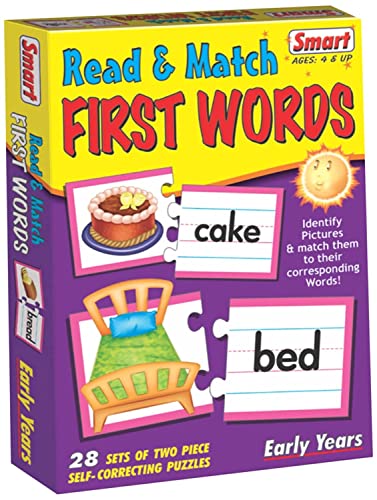 Image of Smart Read & Match First Words Puzzle for Children 4 Years+ | 28 Two-Piece Self-Correcting Sets | Identify Pictures & Match Sight Words | Early Years First Vocabulary & Literacy Activity