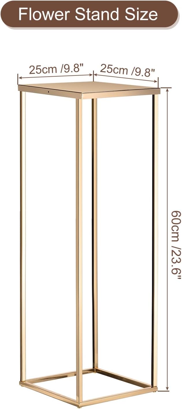 MECCANIXITY Wedding Flower Stand Vase Column, Metal Flower Stand 23.6 Inch Tall Flower Rack Gold Tone for Wedding Party Dinner Centerpiece Decorations, Pack of 10