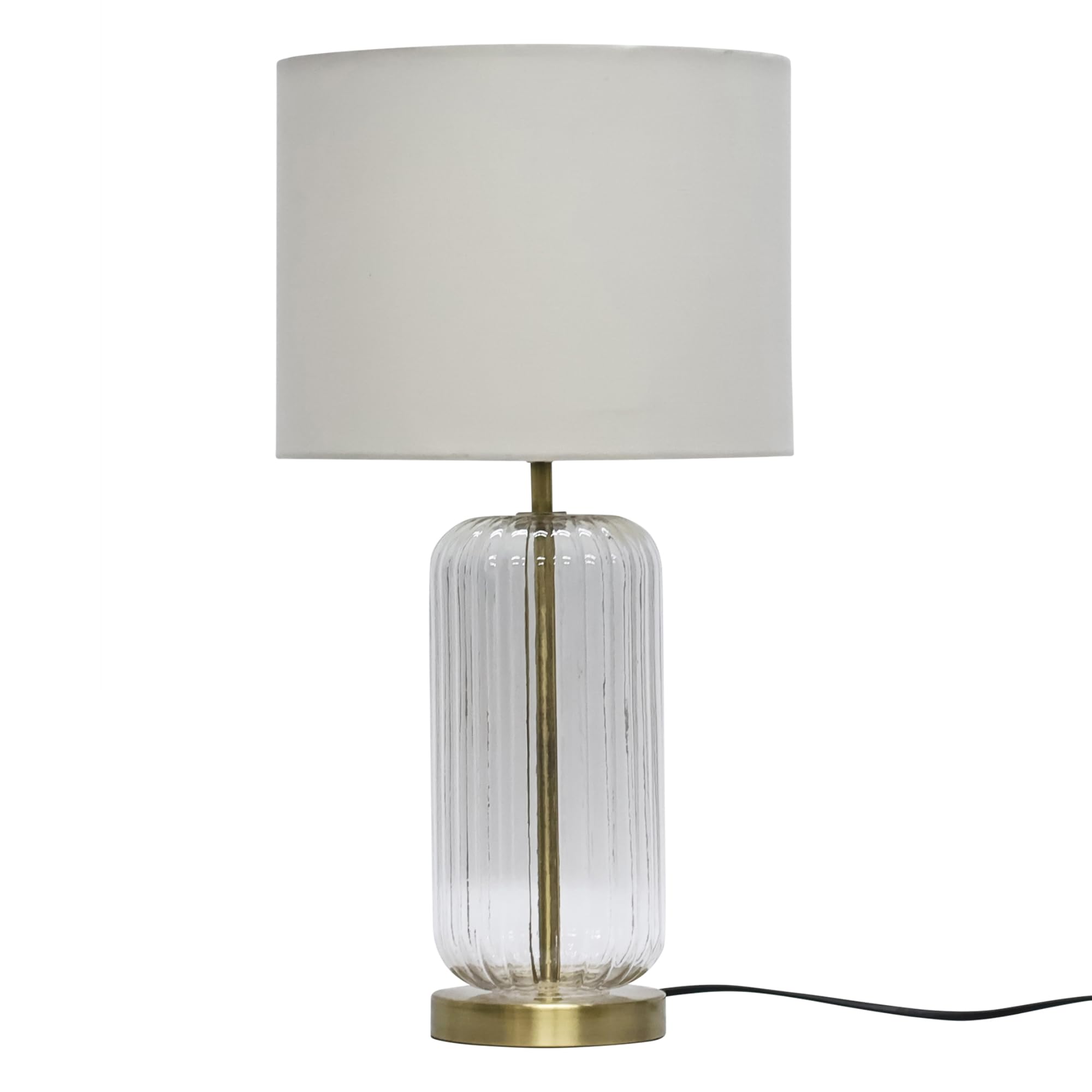 First Choice Lighting Unisex Bronze Walpole - Fluted Glass Antique Brass 49Cm Table Lamp With Ivory Shade In