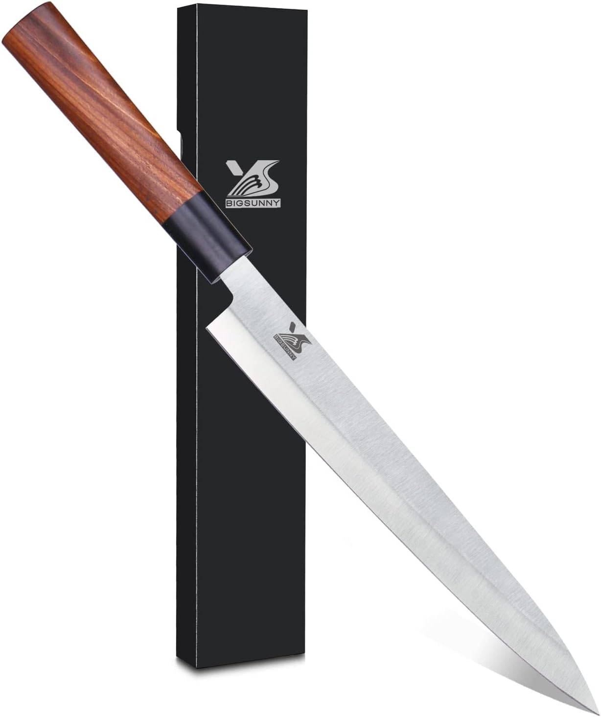 10" Yanagiba Sushi Knife - Stainless Steel With Rose Wood Handle - Professional Slicing Chef Knife for Sashimi