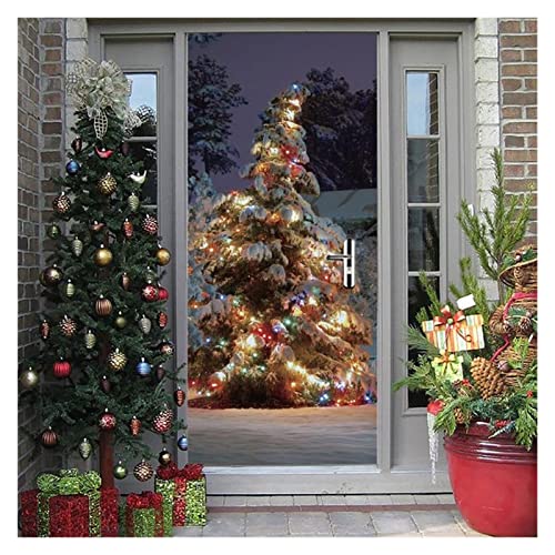 Affiche Noël décoration grand format pour masquer une porte unie