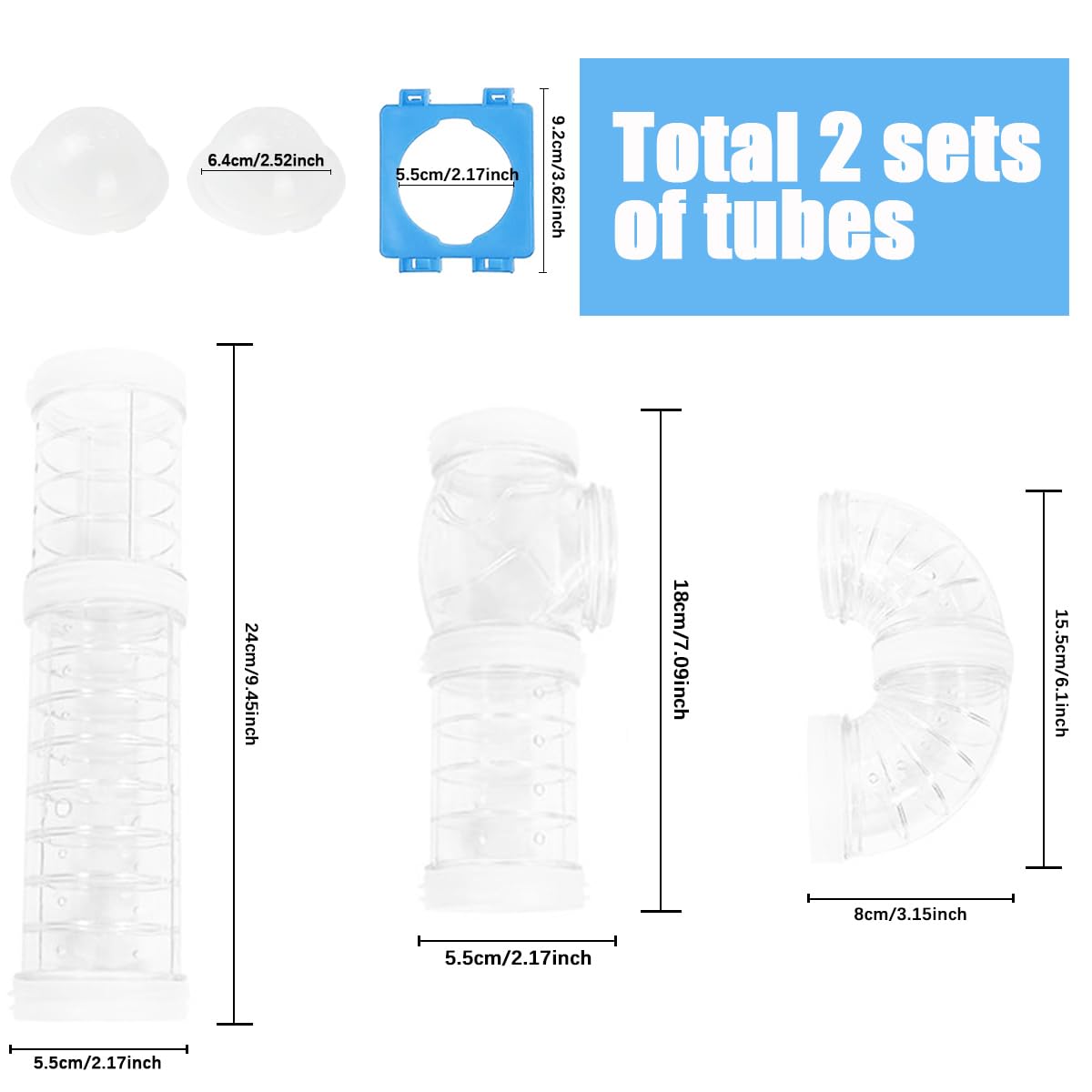 2 kit di tubi per criceto, fai da te, tunnel per criceti, avventura, tubo esterno, collegamento trasparente, per ratto e criceti, accessori per criceti, topo, piccoli animali, sport, expand Space