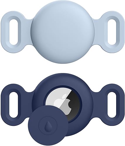 Soporte para Airtag para collar de perro Apple Airtag para rastreador de perros, paquete de 2 accesorios de seguimiento GPS, funda de silicona Azul