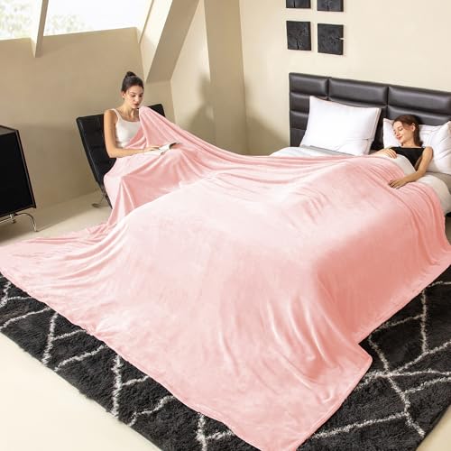 COOVA Oversized King Fleece Blanket 120x120 inches, Soft Cozy Warm Giant Extra Large 10'x10' Blanket for Bed, Sofa, Couch,Travel, Camping, California Huge Flannel Big Throw Blanket, Pink