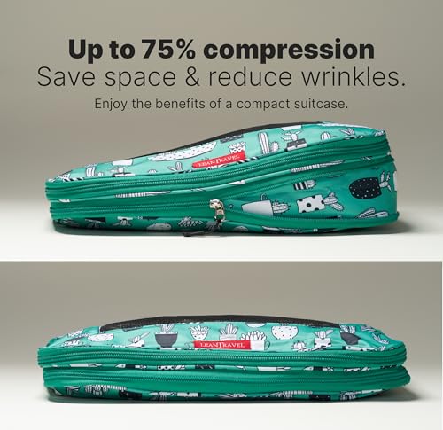 Image of LeanTravel Compression Packing Cubes for Travel Organizers with Double Zipper, Cactus, 6 pack, 6 pack