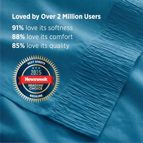 Image of Bedsure Twin Sheets Set - 3 Pieces Soft Twin Bed Sheets - Breathable & Cooling - Hotel Luxury - Easy Care Polyester Microfiber Bedding for Women, Men, Teal Blue