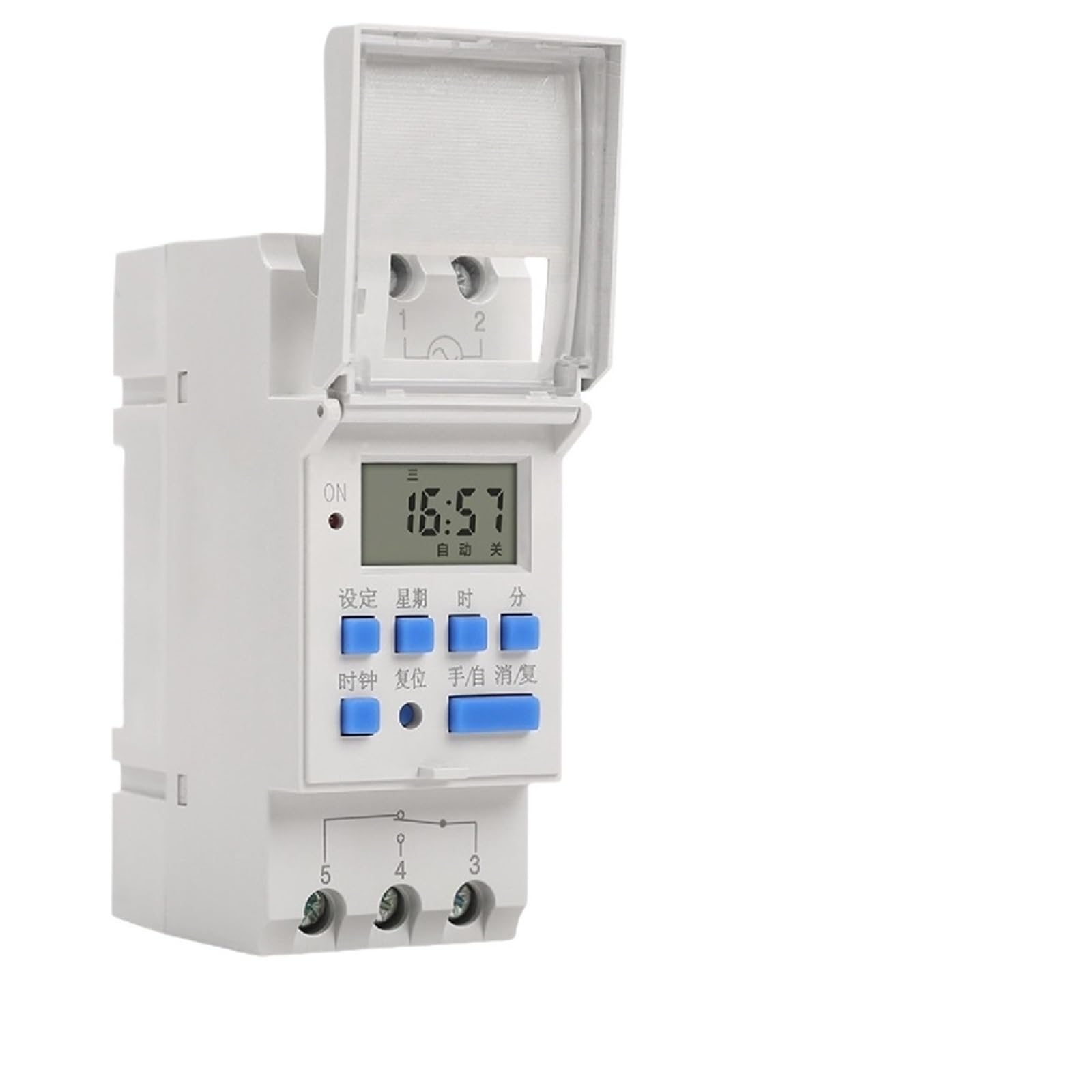 Programmable DIN Rail Digital Timer Switch 2P 220VAC 12V / 24V DC 15A 16 On Off Schedules 15min-24h -10-40℃(DC12V)