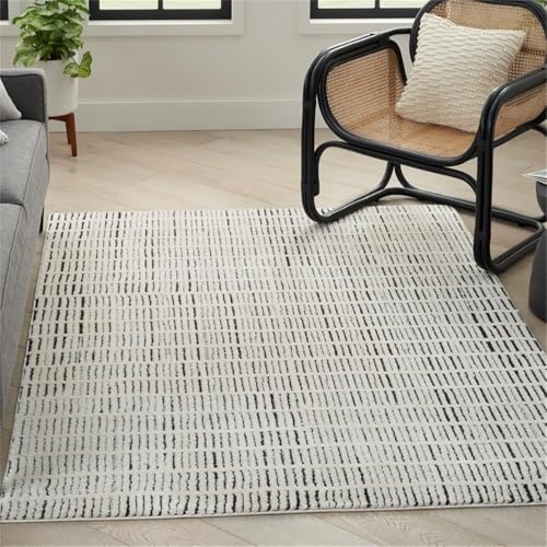 Tapete Nourison Cozy Modern Ivory Black 6'7" x 9' miniatura 2