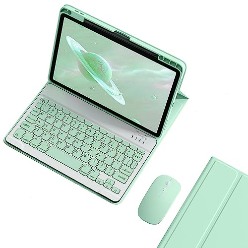 2025 iPad (A16) 11インチ キーボードケース マウス付き 2022 10.9インチ iPad第10世代 キーボード カバー 上側ペンシル収納 マグネット分離式 配色 カラーキーボード 学生 ビジネス 女性 人気,ミント