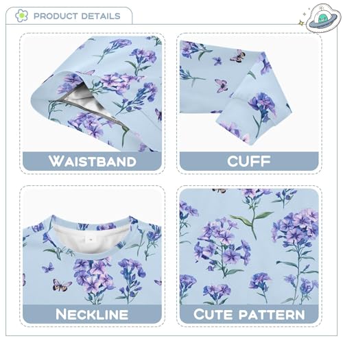 JUNZAN Art Phlox Flowers Blue Big Boys Sweatshirt Hoodie Crewneck Hoodie for Boys Sports 4T3