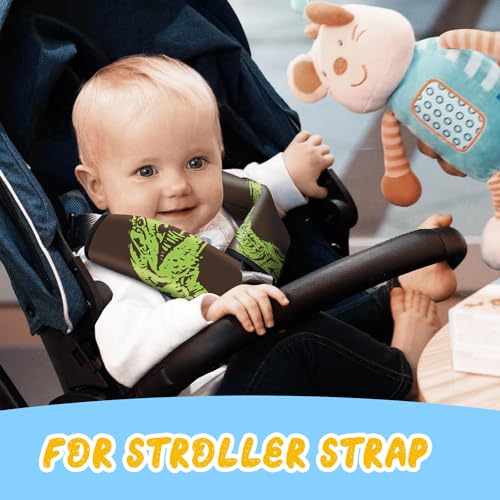 Image of Akkya 2 Pack Seat Belt Cover Pad, Dinosaur Seatbelt Cushion Car Seat Strap Pads for Kids Cute Cartoon Carseat Stroller Shoulder Strap Protector Accessories(Green)