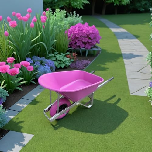 Agri Barrow Wheel Barrow 120 Litre Plastic Wheelbarrow with Puncture Proof Tires, Pink - Ideal for Equestrians, Gardeners, Yard & Garden Maintainers, Farmers, Stable Workers, Allotment Owners 2 Agri Barrow Wheel Barrow 120 Litre Plastic Wheelbarrow with Puncture Proof Tires, Pink - Ideal for Equestrians, Gardeners, Yard & Garden Maintainers, Farmers, Stable Workers, Allotment Owners - Image 2
