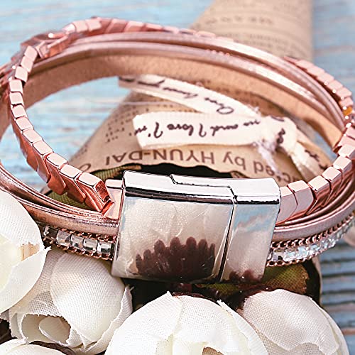 FANCY SHINY Hematite Leather Wrap Bracelet #TOP27