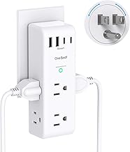 Surge Protector Outlet Extender - with Rotating Plug, 6 AC Multi Plug Outlet with 4 USB Ports (2 USB C), 1800J Wall Charger, 3-Sided Power Strip with Spaced Outlet Splitter for Home, Office, Travel