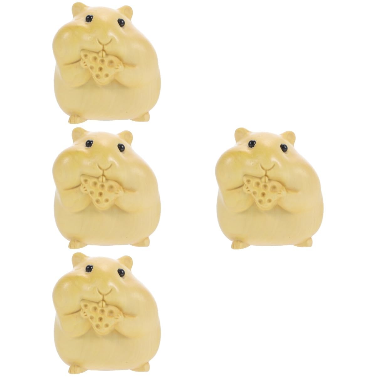YARNOW 4pièces Figurine Bois De Hamster Sculptée Main Décoration Animale Adorable Bois Statuette Mignonne pour Maison Bureau
