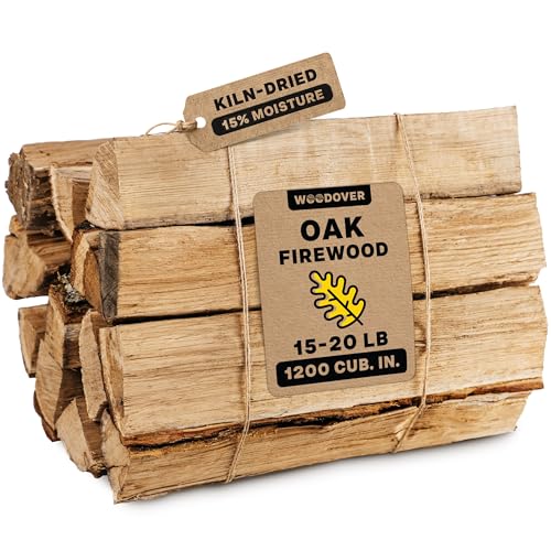 15' Oak Firewood Logs, Kiln-Dried Fire Wood for Fire Pit, Seasoned Logs for Fireplace, Campfire, Firewood Bundle for Fireplace, Pizza Oven, Split Wood for Solo Stove, 1200 cub. in., 15-20lb