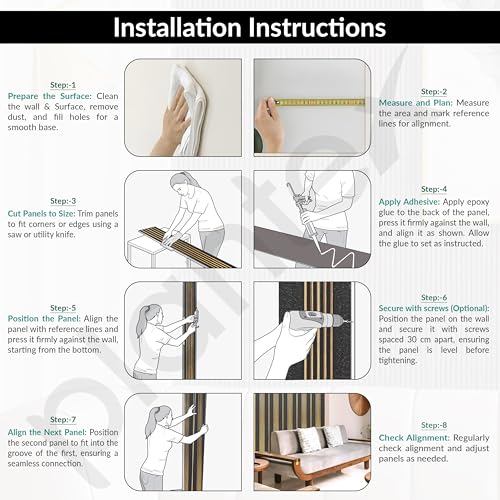 Image of Plantex Louvers Panel for Wall /8 Feet Wall Panels /3D Charcoal Panel for Interior Walls Decor - Pack of 10 Covers - 80 Sq. Ft, Size-1 Feet x 8 Feet (YD-1209)
