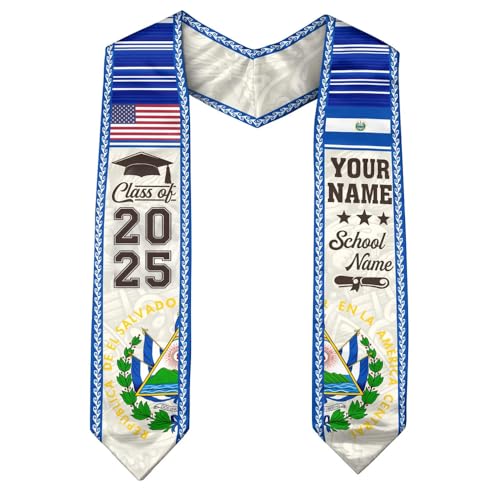 Custom Salvadorans Graduation Stole 2025, Personalized Graduation Stole, Salvadorans American Flag Graduation Sash 2025, El Salvador Graduation Stole, Gifts for Graduation, Student - 6