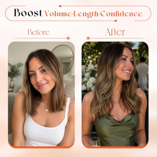 Image of Sunny Hair Clip in Hair Extensions Real Human Hair Black Ombre Blonde | Clip on Extensions for Women 22inch, Flowing Ends and Subtle Volume for Straighten and Style for Graduation Hairstyles 120g