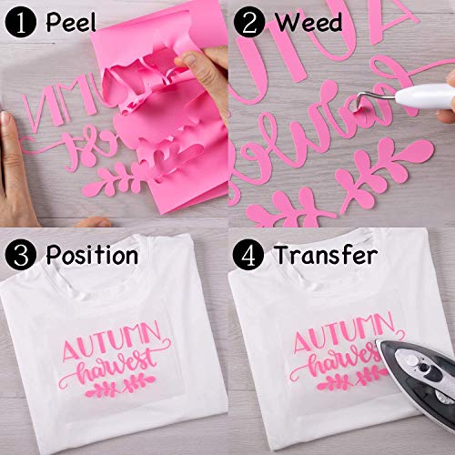 HIKENRI Vinile Termoadesivo per Tessuti 30.5×305 cm,Pellicola per Plotter in Vinile a Trasferimento Termico,Facile da Tagliare e Elimina Rosare,Vinile Permanente per T-Shirt