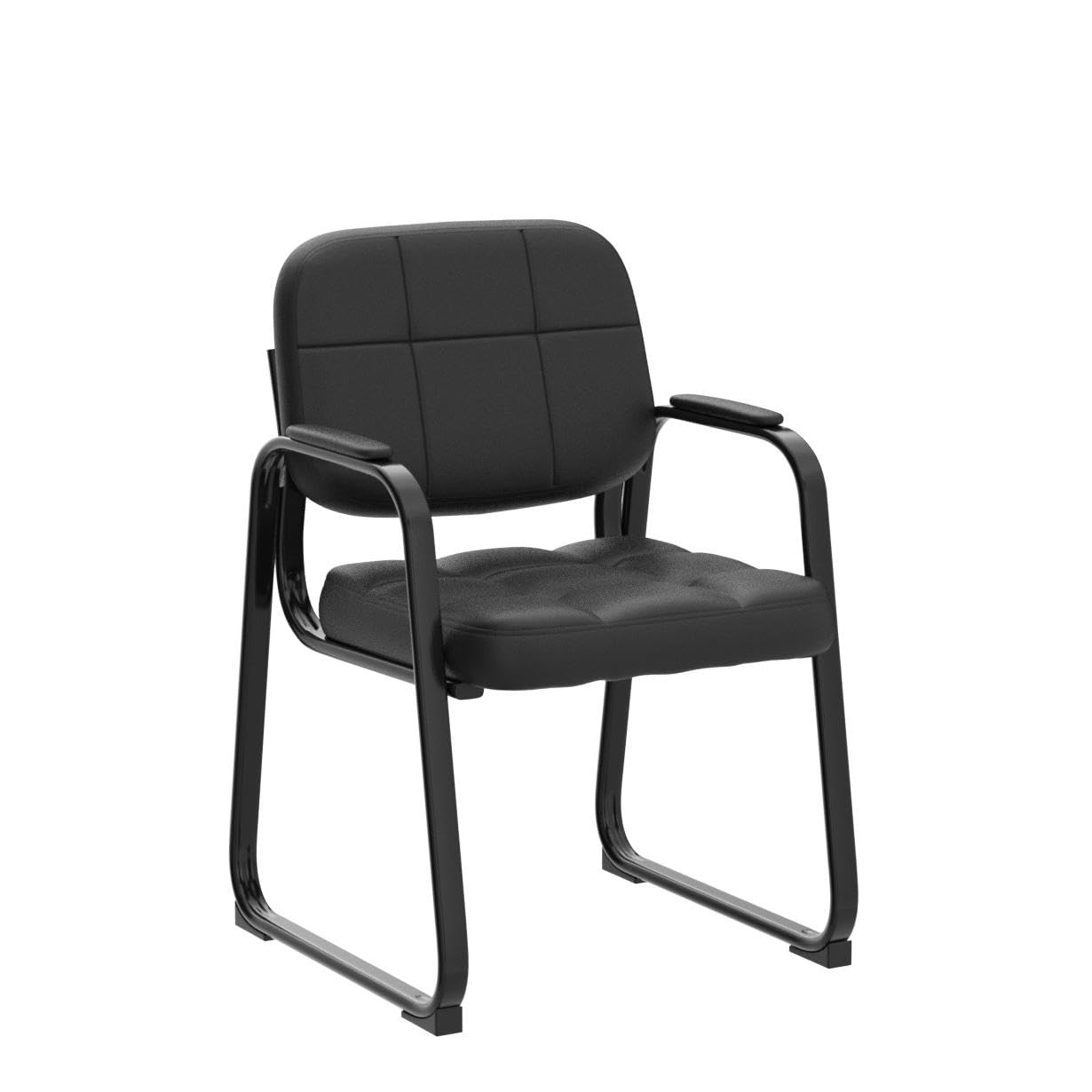 CLATINA Waiting Room Guest Chair with Bonded Leather Padded Arm Rest for Office Reception and Conference Desk Black — view 5