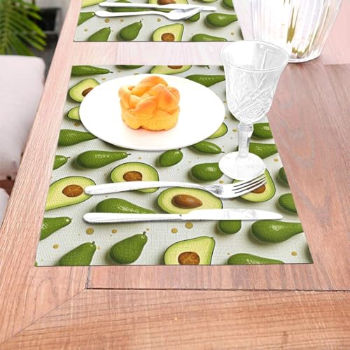 Sets de table en PVC tissé blanc et vert haut de gamme - 5