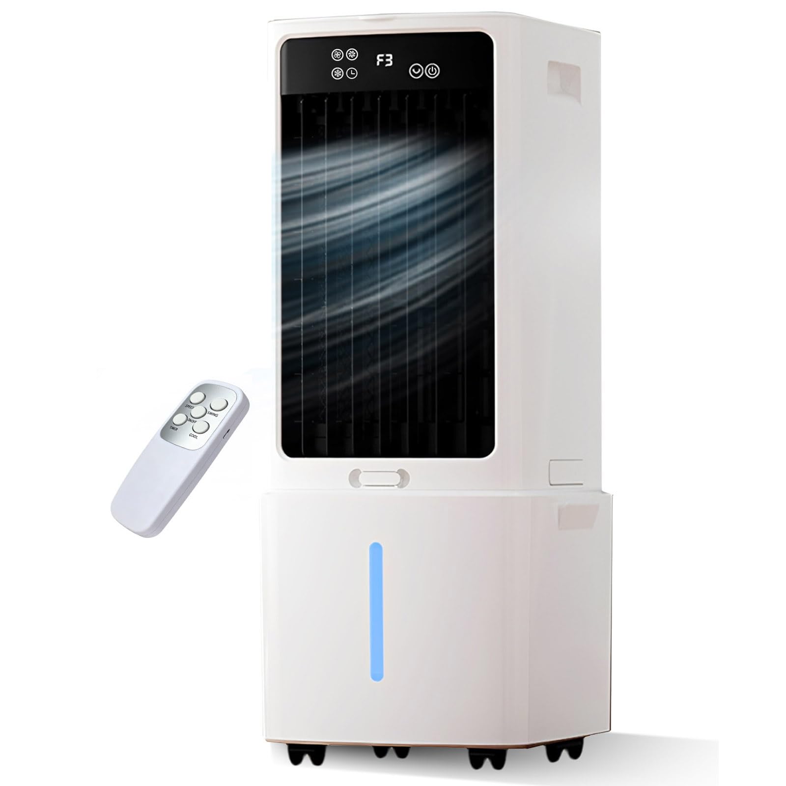 Condizionatore Portatile Senza Tubo 12L – Rinfrescatore d'Aria Evaporativo con Telecomando, 3 Velocità, Ventilatore Umidificatore per Casa e Ufficio