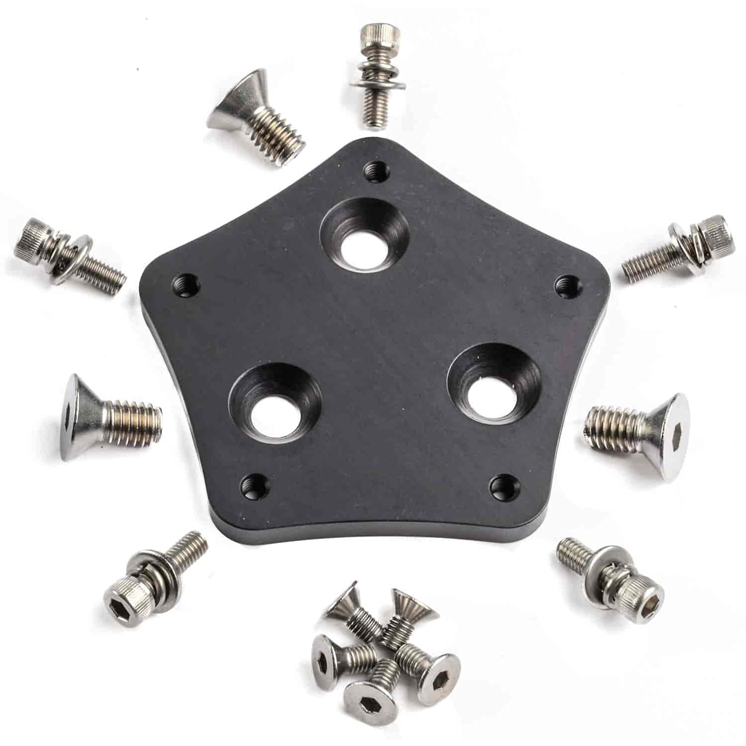 JEGS Steering Wheel Adapter | 3 Bolt Hub To 5 Bolt Wheel | Made In USA | Allows use of Quick Release Hub | Billet 6061-T6 Black Anodized Aluminum | Includes Hardware