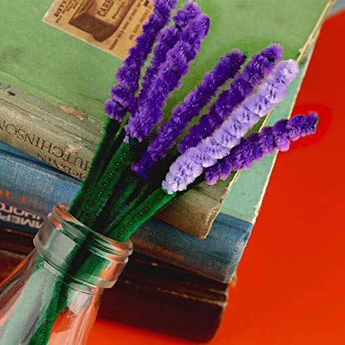 Image of 100 Pieces Pipe Cleaners Craft Chenille Stem Purple Pipe Cleaners | Fuzzy Sticks Pipe Cleaners for Crafts Festival Home Decorations