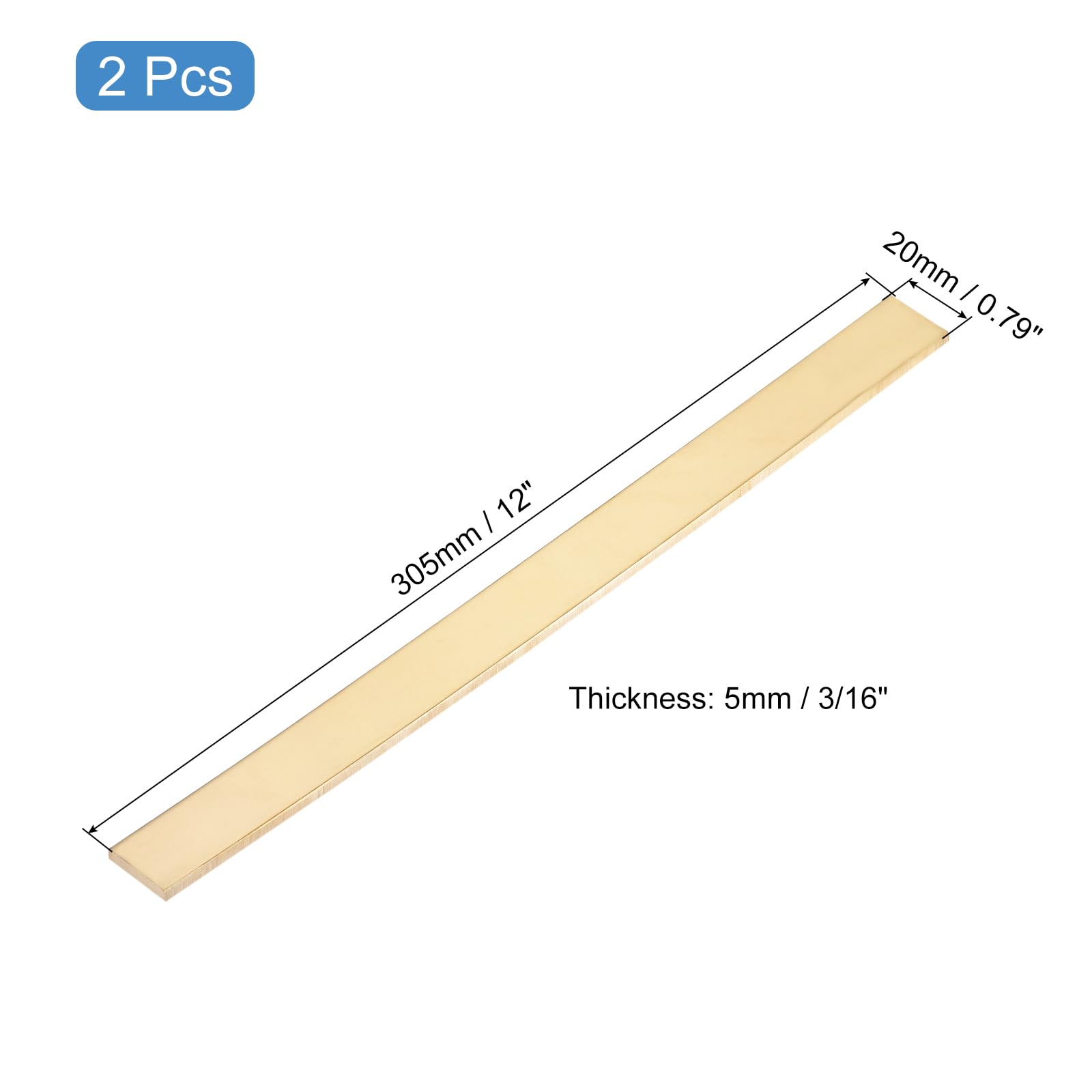 QUARKZMAN 2 Pezzi Barre Piatte In Ottone 0.2"x0.79"x12" Barre Quadrate In Ottone Massiccio Per Realizzazione Coltelli DIY Decorazione Architettonica Industria Conducibilità Termica