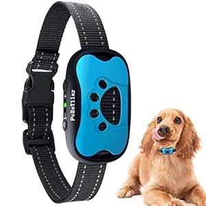 Collar Antiladridos de Perro Recargable para Pequeño Medianos Grandes Sonido Humano Ajustable y Modo de Vibración para Entrenar Perros Ajuste de Sensibilidad de 7 Niveles - Azul