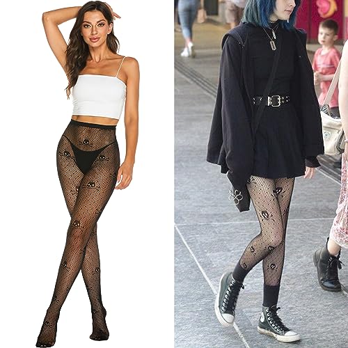 MANZI Fishnet Tights for Women Patterned Fishnets Stockings2