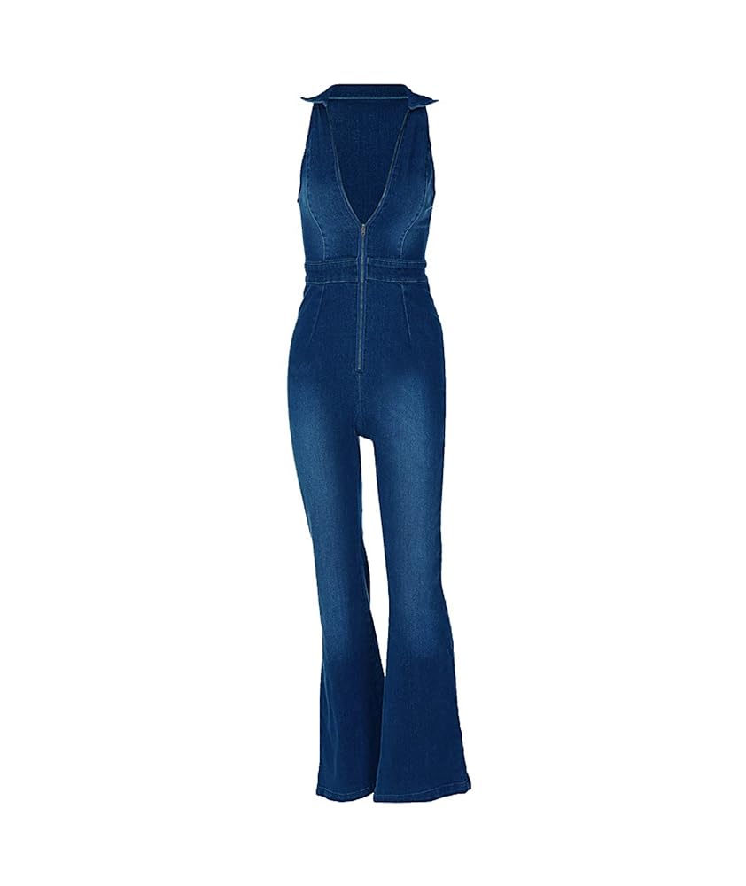 Amazon.com: SOMTHRON Women's Sleeveless Denim Jean Jumpsuit