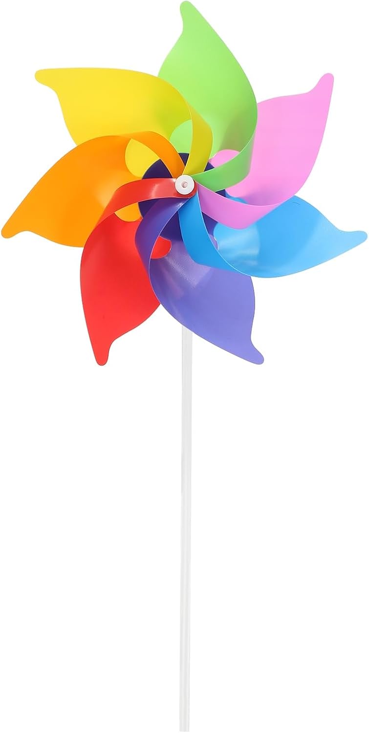 HARFINGTON Pinwheels 8.3" Wind Spinner Rainbow Pinwheels 7 Leaves Plastic Windmill with Plastic Sticks for Garden Yard Patio Lawn Outdoor Party Favors Gifts, Colorful