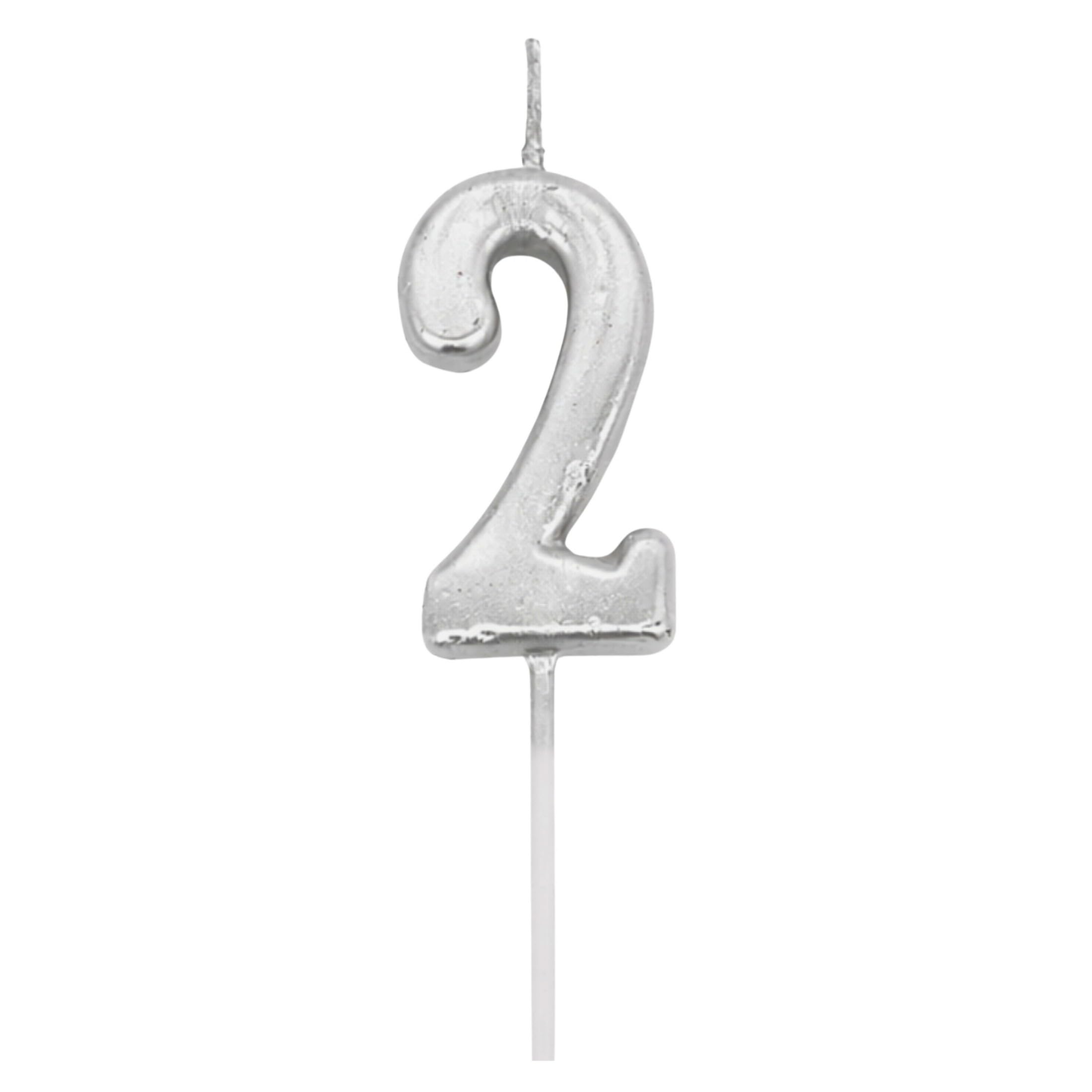 Shatchi 2 Number Candle Birthday Anniversary Party Cake Decorations Topper Silver