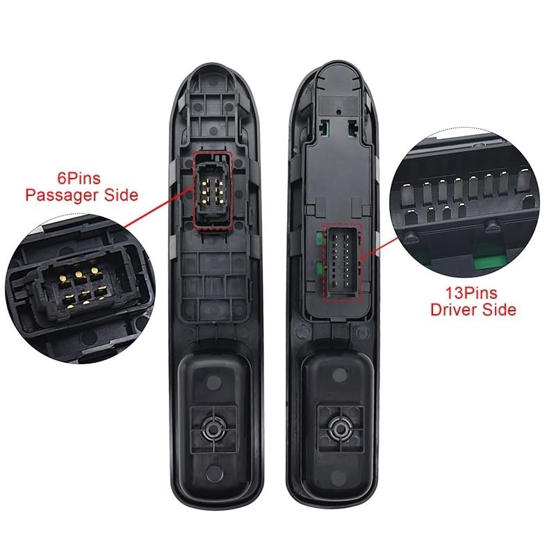 Interrupteur Lève-Vitre Passager Gauche Pour Peugeot 207 (2007-2015) - 6 Broches, Réf. 6490.HQ/6554.HJ