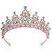 Strass rosa Tiara di cristallo per ragazze Sposa donne Fascia corona principessa Accessori per capelli per la festa di compleanno Pageant Prom Queen Costume Stage Performances immagine