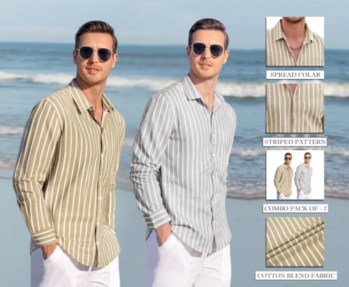 Image of Zombom Men's Regular Fit Vertical Striped Casual Shirt | Full Sleeve Cotton Blend Shirt for Men | Slim Fit Stylish Party
