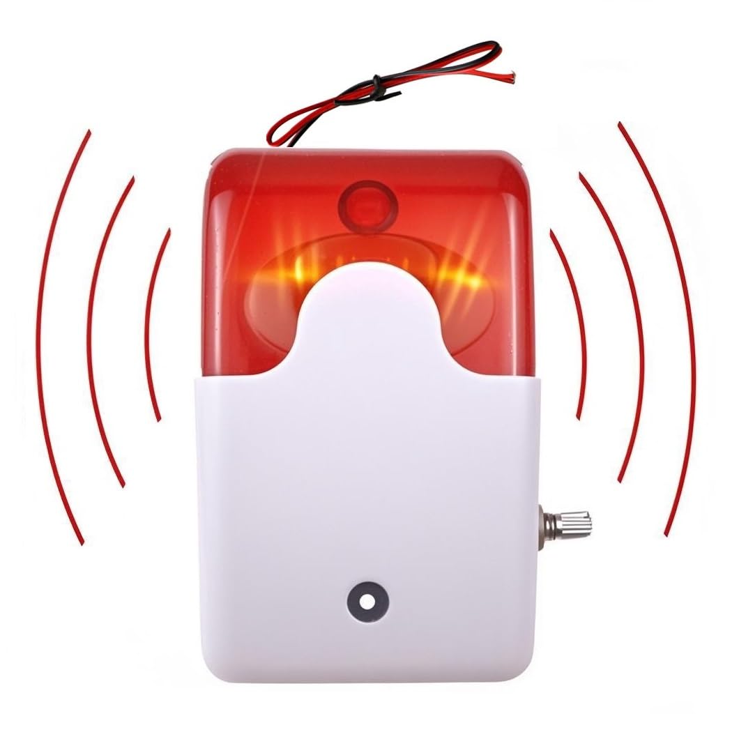 Taikuwu Red 12V Sound Light Alarm Flashing Light 110Db High-Decibel Adjustable Alarm Horn Public Places Emergency Evacuation Security Warning