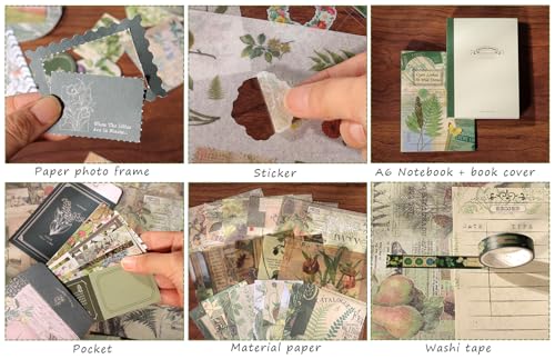 image for Draupnir Scrapbooking Supplies Kit,Vintage Botanical Aesthetic Scrapbo